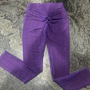 Purple Textured Leggings